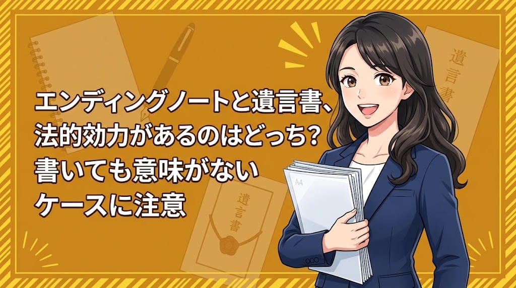 エンディングノートと遺言書の法的効力の違いを解説する松戸市・柏市の「相続・遺言と家のなんでも相談室」のアイキャッチ画像