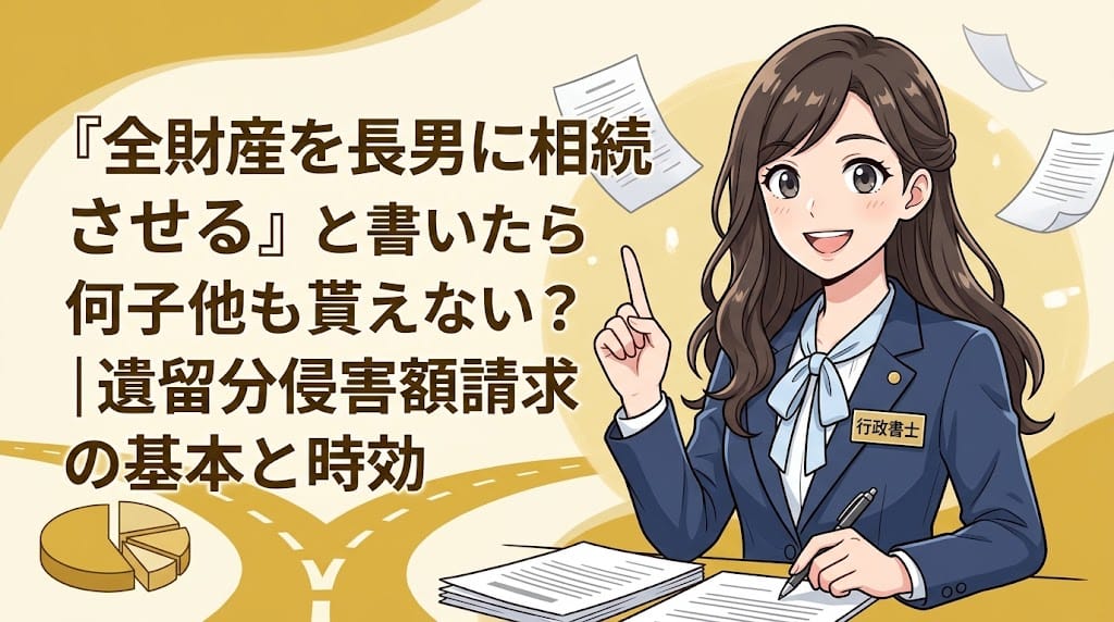 遺留分侵害額請求の基本と時効を解説する柏市の行政書士だいち法務事務所のアイキャッチ画像