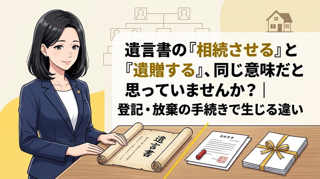 遺言書の「相続させる」と「遺贈する」の違いを解説する柏市の行政書士だいち法務事務所のアイキャッチ画像