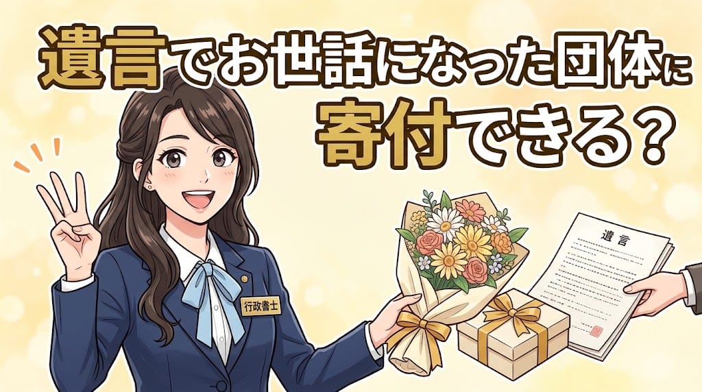 遺贈寄付の仕組みと相続人への配慮を解説する柏市の行政書士だいち法務事務所のアイキャッチ画像